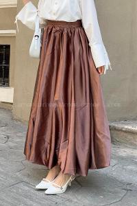 Lamelif Saten Tesettür Balon Etek Mocha Mousse