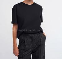 Black Crew Neck Short Arm Cotton Fabric Unprinted T-shirt