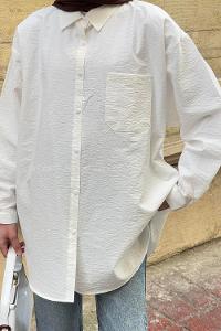 Lamelif Lena Oversize Gömlek Beyaz