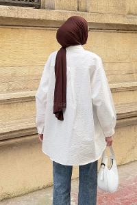 Lamelif Lena Oversize Gömlek Beyaz