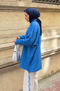 Modalamelif Oversize Gömlek Saks Mavisi