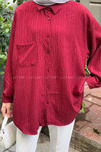 Lamelif Kraşlı Gömlek Bordo