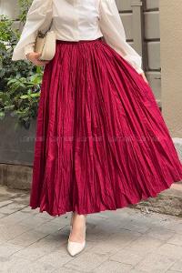 Lamelif Kraşlı Tesettür Etek Bordo