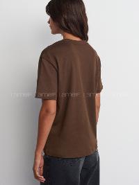 Dark Brown Crew Neck Short Arm Cotton Fabric Unprinted T-shirt