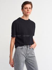 Black Crew Neck Short Arm Cotton Fabric Unprinted T-shirt