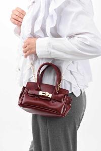 Lamelif Elly Tokalı Gold Askılı Çapraz Çanta Bordo