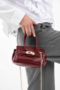 Lamelif Elly Tokalı Gold Askılı Çapraz Çanta Bordo