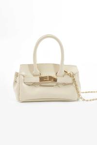 Lamelif Elly Tokalı Gold Askılı Çapraz Çanta Krem