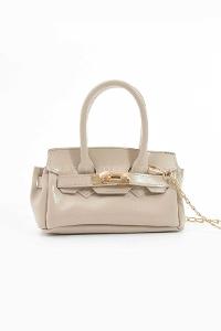 Lamelif Elly Tokalı Gold Askılı Çapraz Çanta Vizonrengi