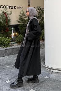 Black Long Arm Cotton Trench Coat