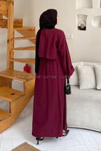 Lamelif Etekli Tesettür Takım Bordo