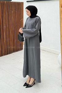 Lamelif Etekli Tesettür Takım Gri