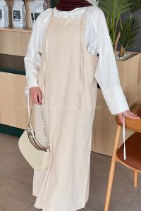 Lamelif Gabardin Tesettür Jile Krem