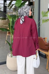 Lamelif Kol Tünel İp Detaylı Gömlek Bordo