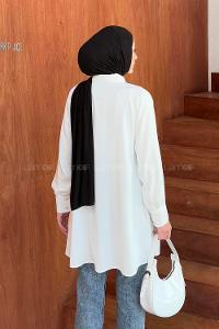 White Shirt Collar Cotton Lycra Tunic