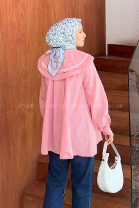 Lamelif Yaka Detaylı Luna Gömlek Yavru Ağzı