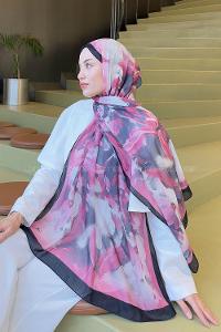 Lamelif Elegan Desen Soft  Şal Vişne