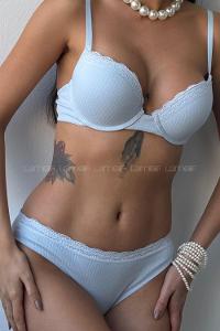 Baby Blue Cotton Fabric Without Underwire Unsupport Bralet