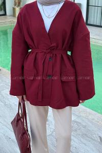Lamelif Keten Ceket Bordo