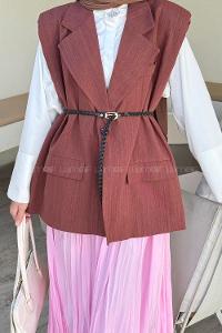 Lamelif Vatkalı Yelek Kiremit