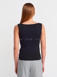 Lamelif DİLVİN 31589 Büzgülü Kayık Yaka Siyah