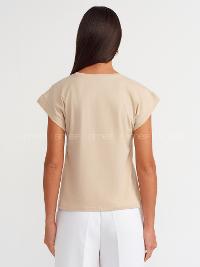 Lamelif DİLVİN 3504 Bisiklet Yaka Penye T-Shirt Ekru