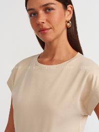 Lamelif DİLVİN 3504 Bisiklet Yaka Penye T-Shirt Ekru