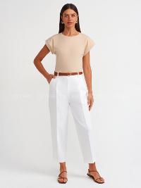 Lamelif DİLVİN 3504 Bisiklet Yaka Penye T-Shirt Ekru