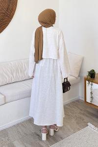 Lamelif Etekli Tesettür Takım Bej