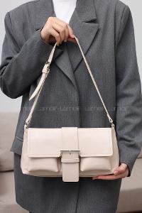 Lamelif Holly Kadın El ve Omuz Çantası Krem