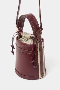 Lamelif Kova model Kontrast Dikişli Büzgülü Kapatma El ve Omuz Çanta Bordo