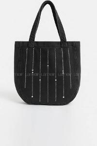 Lamelif Yıkamalı Düz Taş İşlemeli Kot Cırt Kapamalı Armalı Çanta 