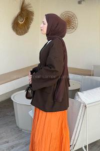 Lamelif Keten Ceket Kahve