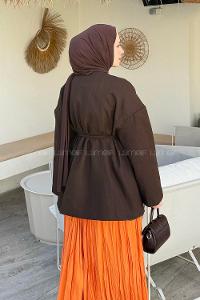 Lamelif Keten Ceket Kahve