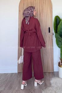 Lamelif Kimono Tesettür Takım Kiremit