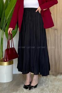 Lamelif Poplin Kraşlı Tesettür Etek Siyah