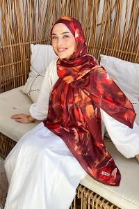 Lamelif Çicek Desen Soft Şal Bordo