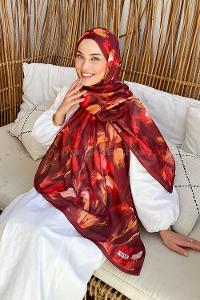 Lamelif Çicek Desen Soft Şal Bordo