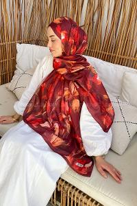 Lamelif Çicek Desen Soft Şal Bordo
