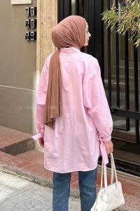 Lamelif Kol Detaylı Gömlek Pembe
