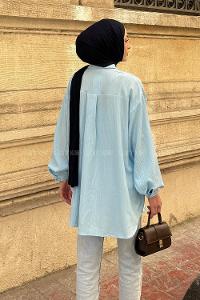 Lamelif Kraşlı Gömlek Bebe Mavisi