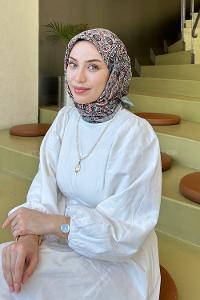 Lamelif Retro Desen Soft Eşarp Adaçayı