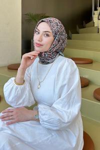 Lamelif Retro Desen Soft Eşarp Adaçayı