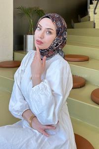 Tile Cotton Fabric Striped Flowering Straight Printed Scarf