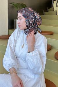 Tile Cotton Fabric Striped Flowering Straight Printed Scarf