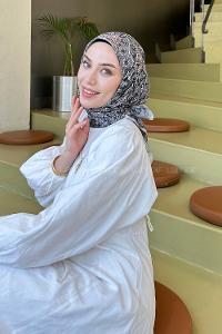 Lamelif Retro Desen Soft Eşarp Vizon