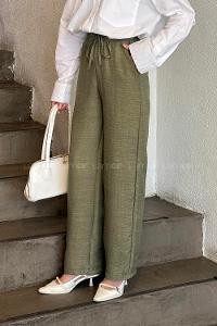Khaki Linen Normal Waist Comfortable Pants