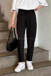 Lamelif Oysho Yırtmaç Detaylı Modal Eşofman Altı Siyah