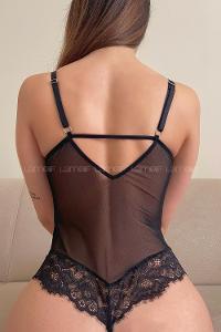 Lamelif Saten Leopar Dantel  Body Suit