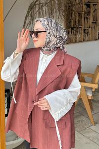 Lamelif Retro Desen Soft Eşarp Bej